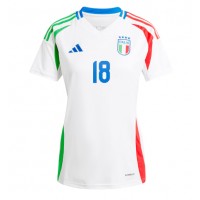 Camisa de Futebol Itália Nicolo Barella #18 Equipamento Secundário Mulheres Europeu 2024 Manga Curta